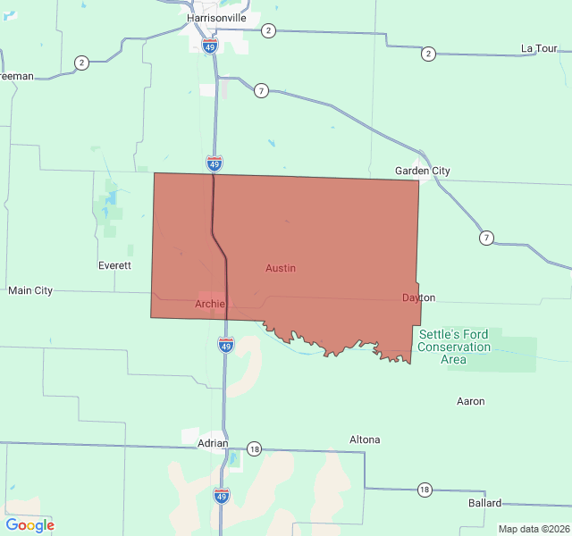 Map of septic coverage in Archie, MO