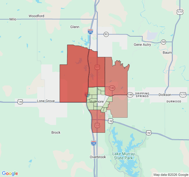 Map of septic coverage in Ardmore, OK