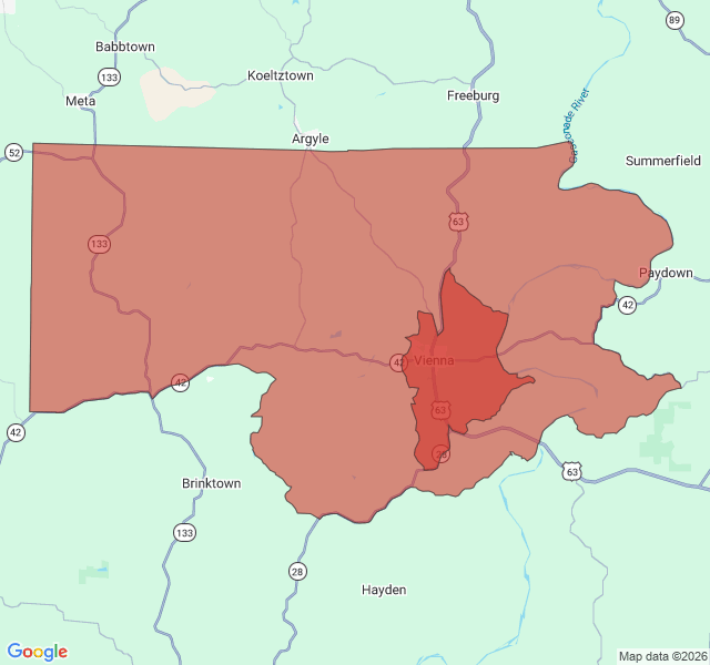 Map of septic coverage in Argyle, MO
