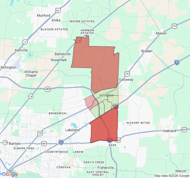 Map of septic coverage in Arlington, TN