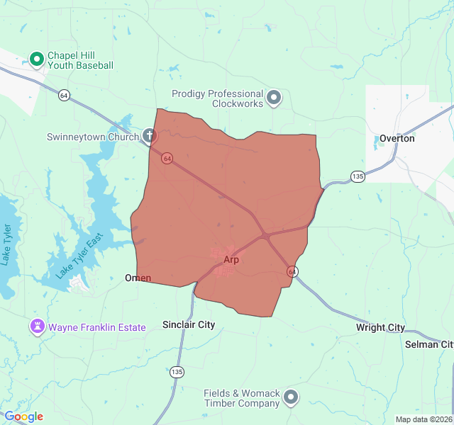 Map of septic coverage in Arp, TX