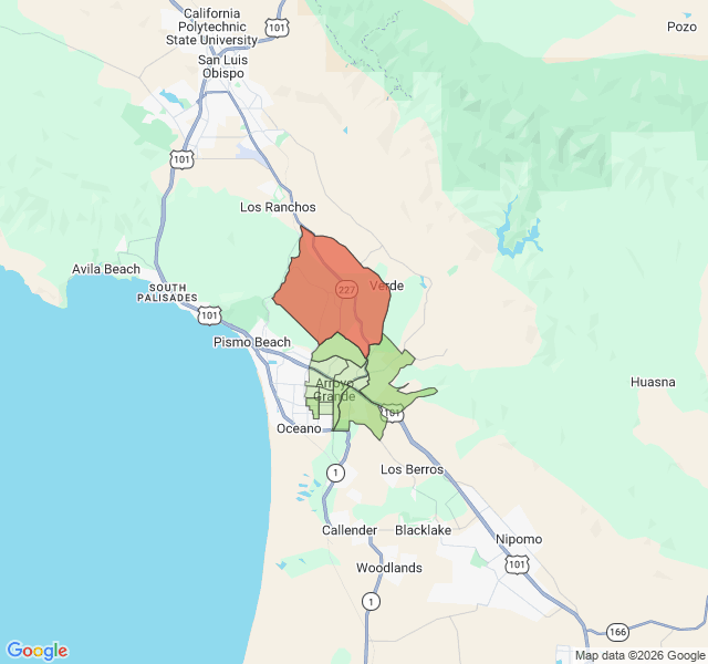 Map of septic coverage in Arroyo Grande, CA