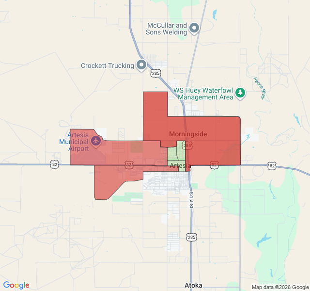 Map of septic coverage in Artesia, NM