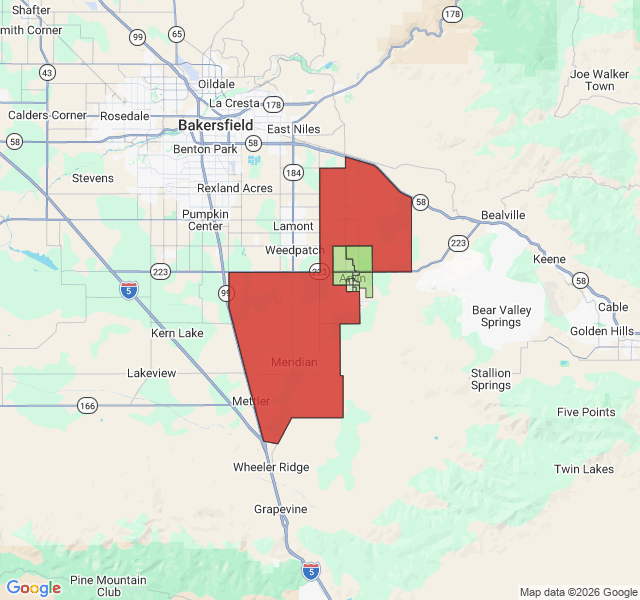 Map of septic coverage in Arvin, CA