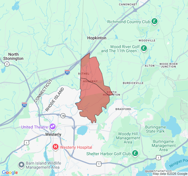 Map of septic coverage in Ashaway, RI