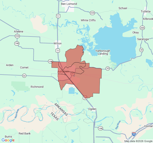 Map of septic coverage in Ashdown, AR