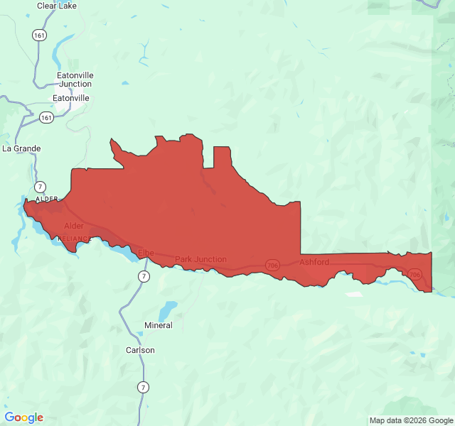 Map of septic coverage in Ashford, WA