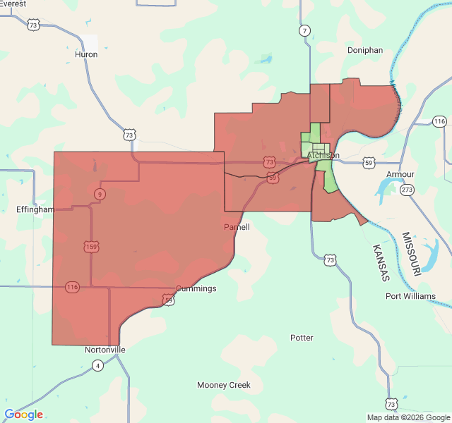 Map of septic coverage in Atchison, KS