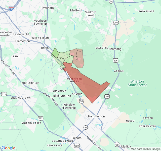 Map of septic coverage in Atco, NJ