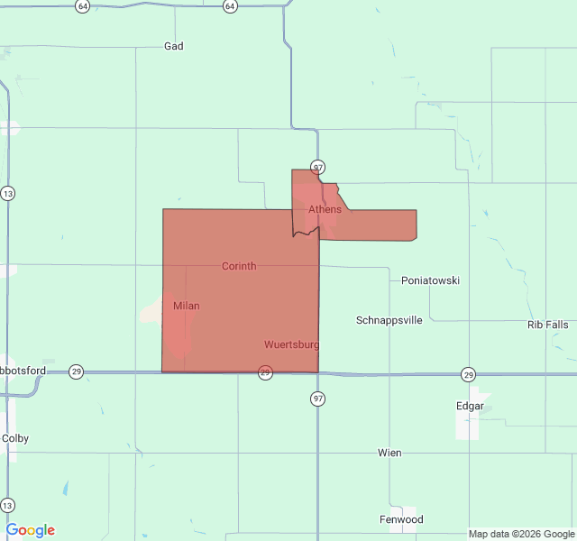 Map of septic coverage in Athens, WI