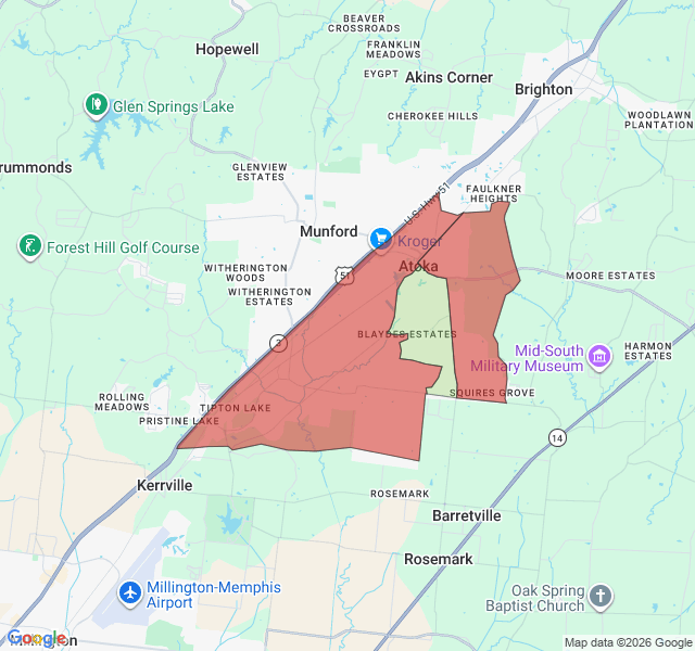 Map of septic coverage in Atoka, TN