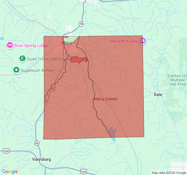 Map of septic coverage in Attica, NY