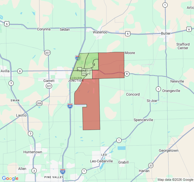 Map of septic coverage in Auburn, IN