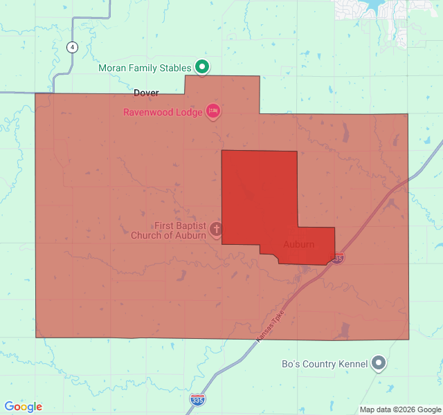 Map of septic coverage in Auburn, KS