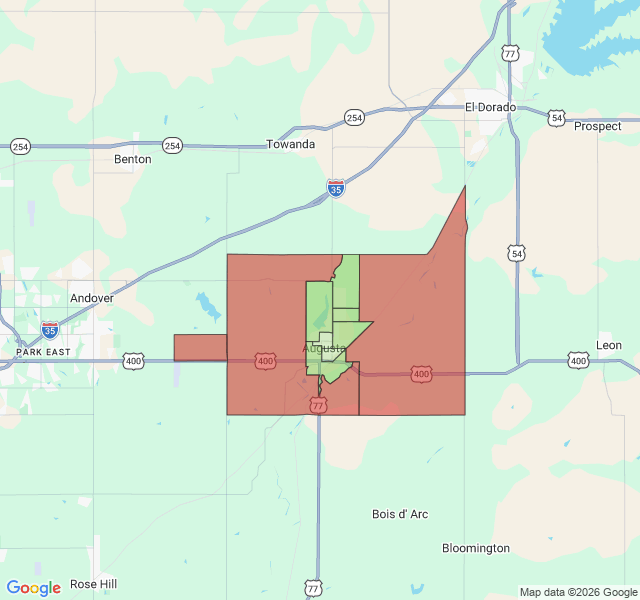 Map of septic coverage in Augusta, KS