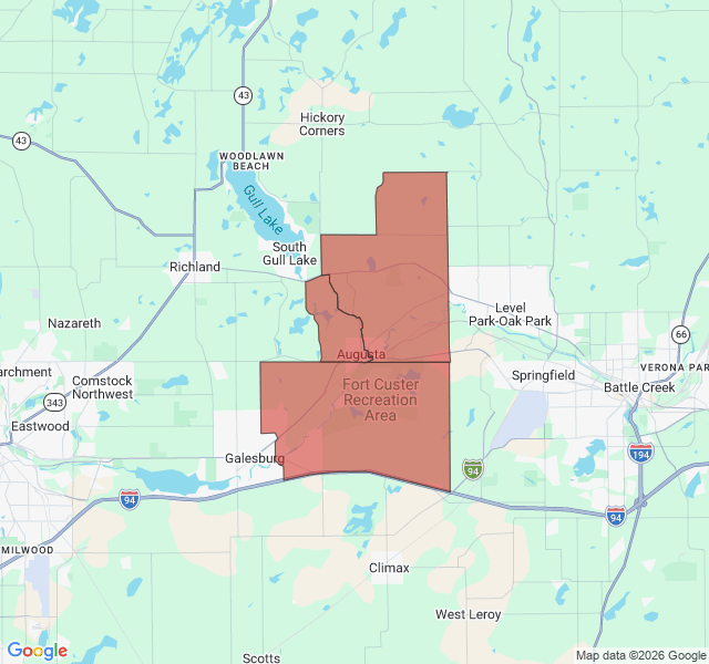 Map of septic coverage in Augusta, MI