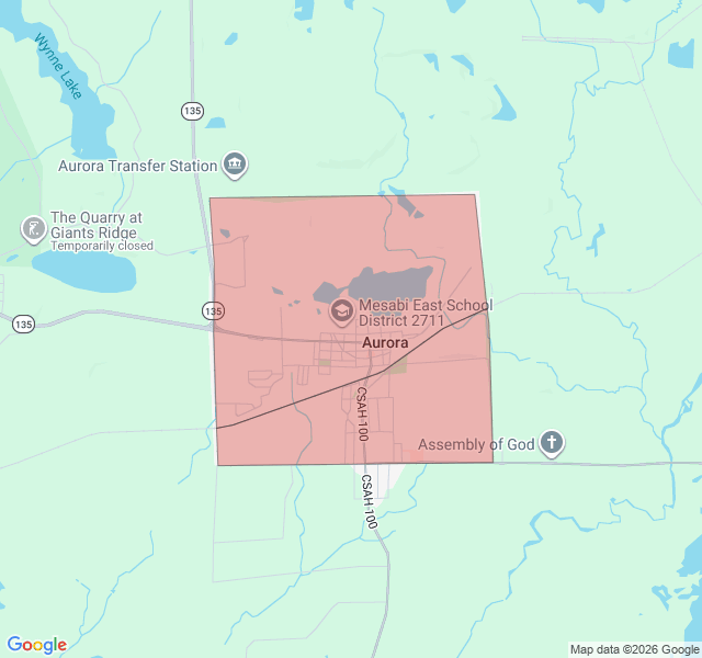 Map of septic coverage in Aurora, MN