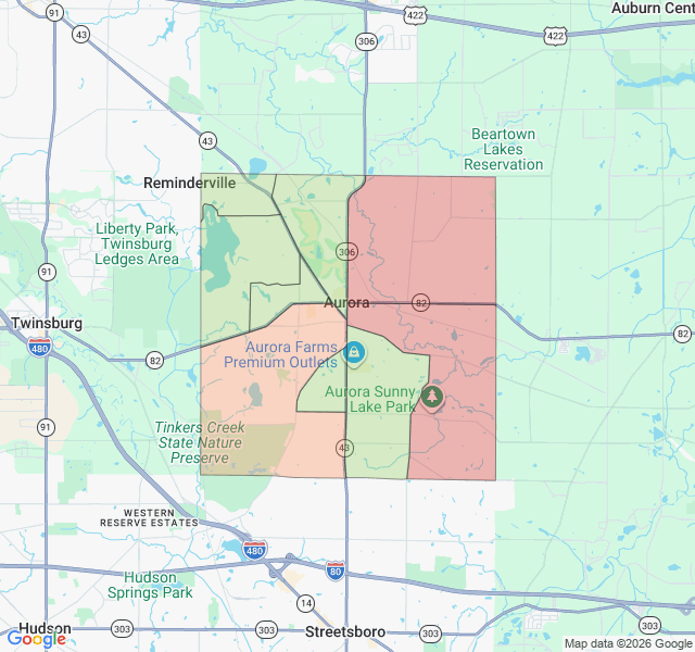 Map of septic coverage in Aurora, OH