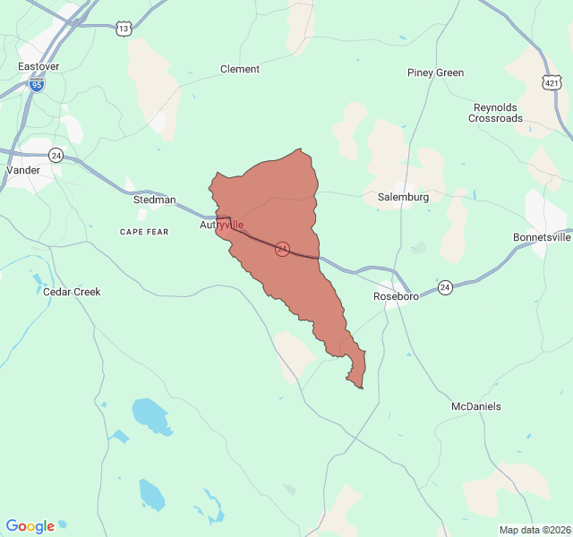 Map of septic coverage in Autryville, NC