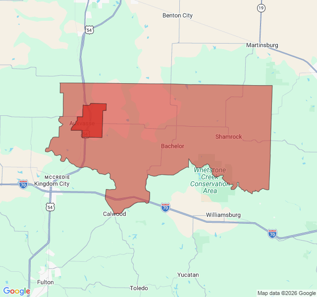 Map of septic coverage in Auxvasse, MO