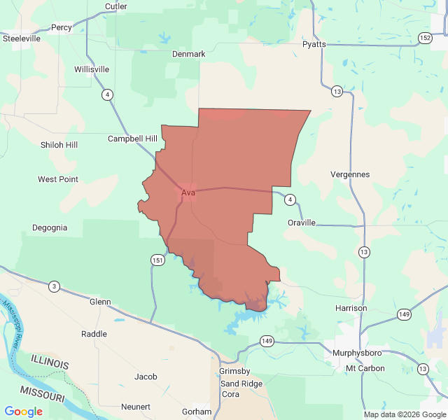 Map of septic coverage in Ava, IL