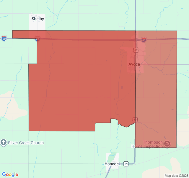 Map of septic coverage in Avoca, IA