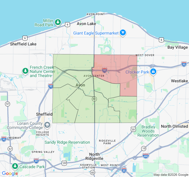Map of septic coverage in Avon, OH