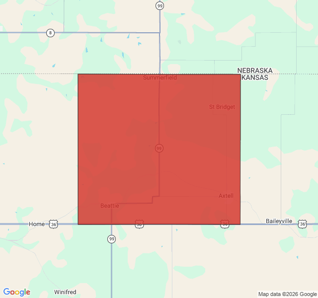 Map of septic coverage in Axtell, KS