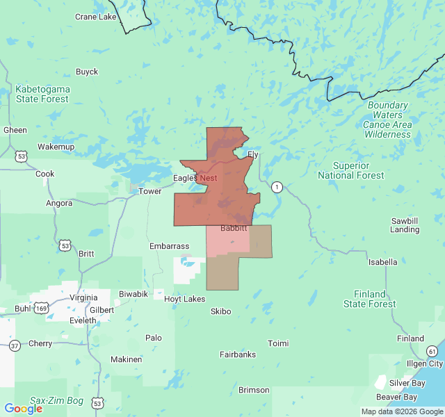 Map of septic coverage in Babbitt, MN