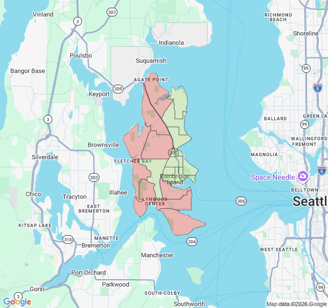 Map of septic coverage in Bainbridge Island, WA