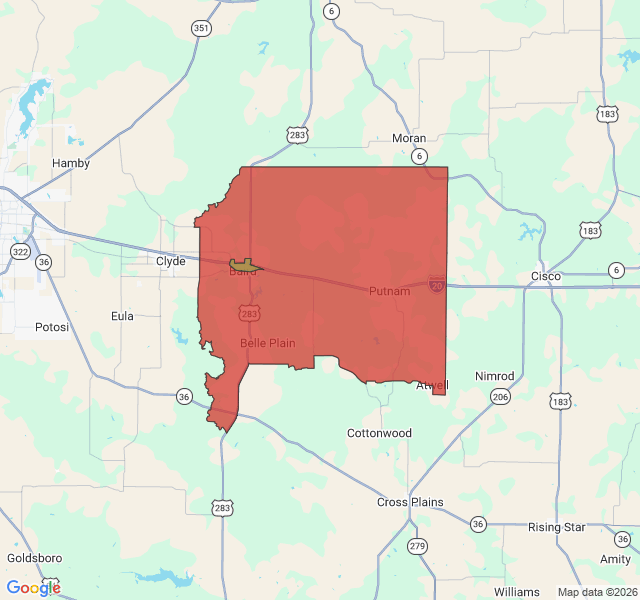 Map of septic coverage in Baird, TX
