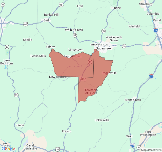 Map of septic coverage in Baltic, OH