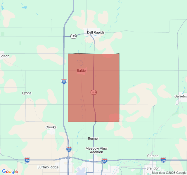 Map of septic coverage in Baltic, SD