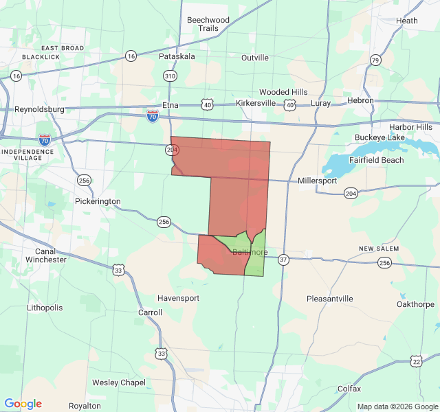 Map of septic coverage in Baltimore, OH