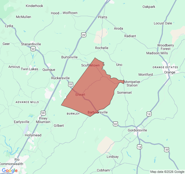 Map of septic coverage in Barboursville, VA