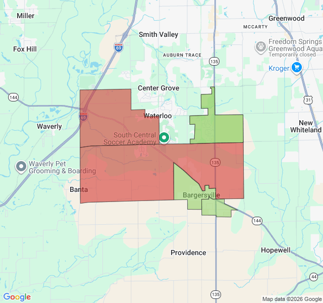 Map of septic coverage in Bargersville, IN