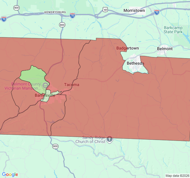 Map of septic coverage in Barnesville, OH
