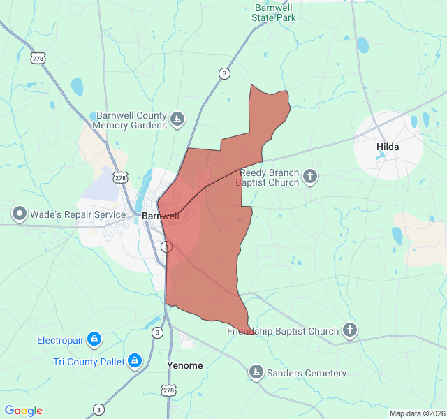 Map of septic coverage in Barnwell, SC