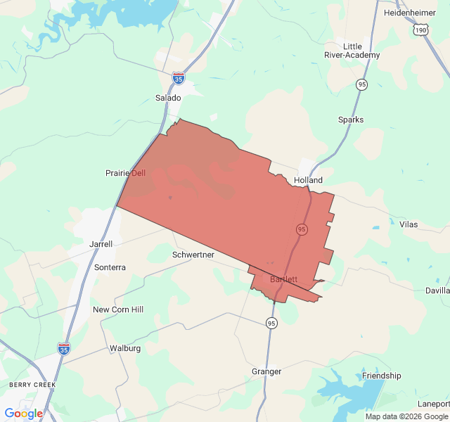 Map of septic coverage in Bartlett, TX