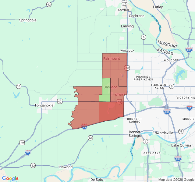 Map of septic coverage in Basehor, KS