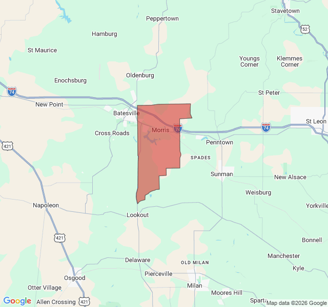 Map of septic coverage in Batesville, IN