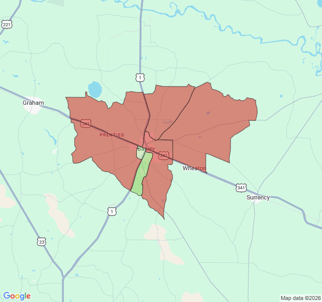 Map of septic coverage in Baxley, GA