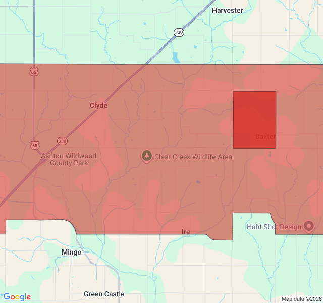 Map of septic coverage in Baxter, IA
