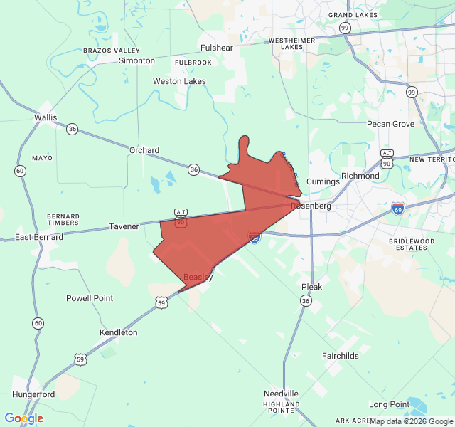 Map of septic coverage in Beasley, TX
