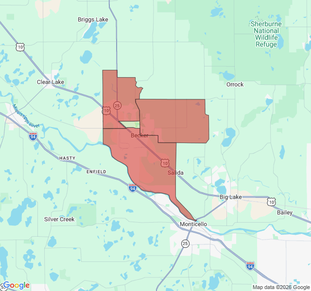Map of septic coverage in Becker, MN