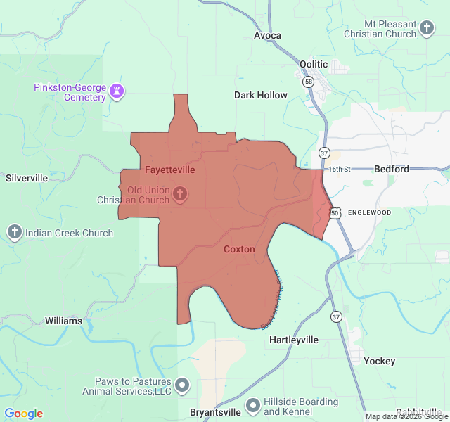 Map of septic coverage in Bedford, IN