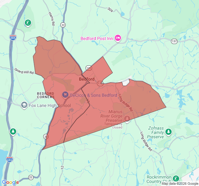 Map of septic coverage in Bedford, NY