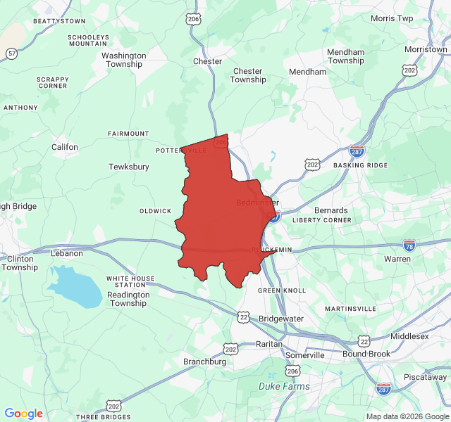 Map of septic coverage in Bedminster, NJ