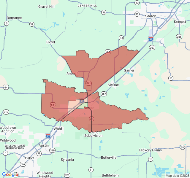 Map of septic coverage in Beebe, AR