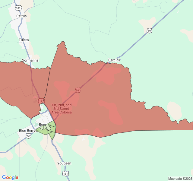 Map of septic coverage in Beeville, TX